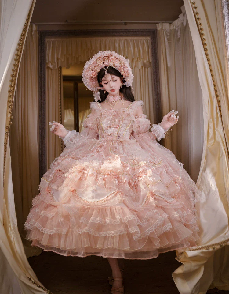Runaway Princess - Pink Wedding Lolita Dress, Plus Size Friendly - Image 8