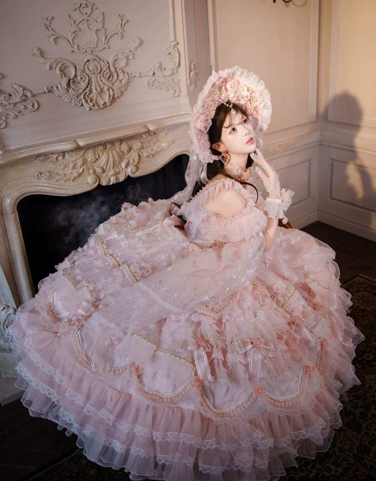 Runaway Princess - Pink Wedding Lolita Dress, Plus Size Friendly - Image 9