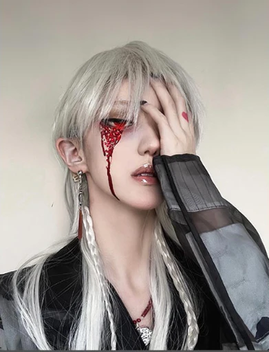 Deicide - Gothic White Gray Full Head Lolita Wig - Image 3