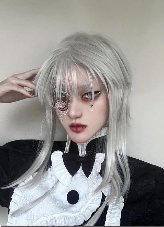 Deicide - Gothic White Gray Full Head Lolita Wig - Image 4