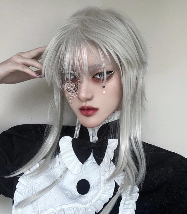 Deicide - Gothic White Gray Full Head Lolita Wig - Image 7