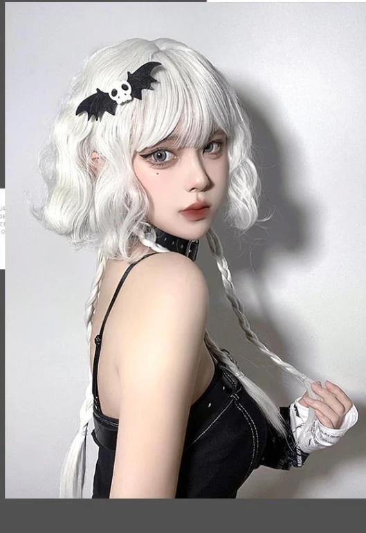 Lolita Curly Wig White Braid Wig - Image 3