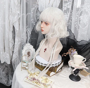 Lolita Curly Wig White Braid Wig - Image 7