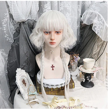 Lolita Curly Wig White Braid Wig - Image 8