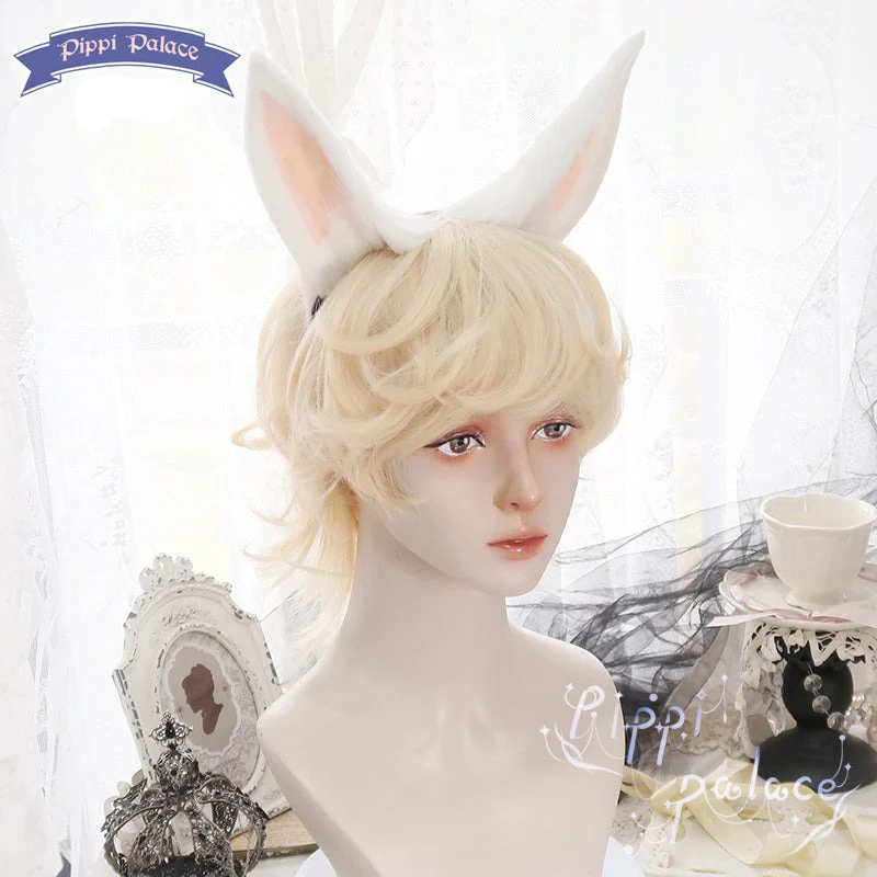 Lolita Short Curly Wig Pale Gold Air Bangs - Image 3