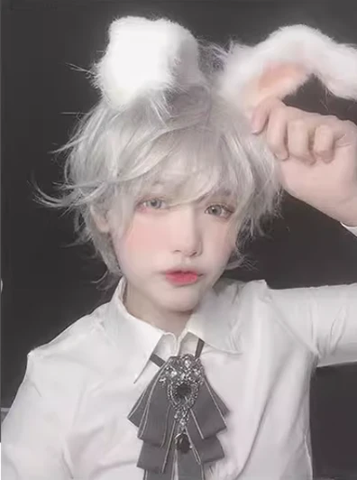 PippiPalace - Mr. Rabbit - Gray Slightly Short Curly Wig - Image 12
