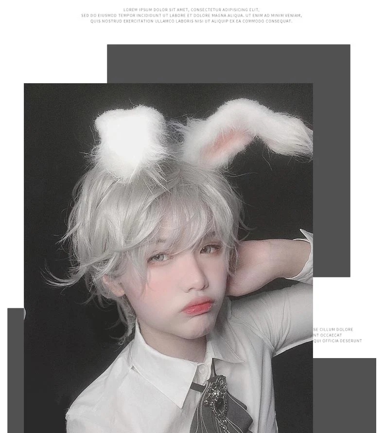 PippiPalace - Mr. Rabbit - Gray Slightly Short Curly Wig - Image 4