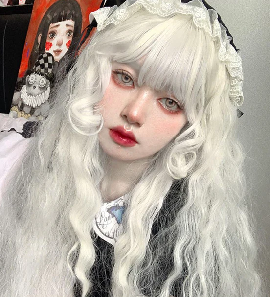 PippiPalace - White Moonlight - Elegant Long White Curly Lolita Wig - Image 13