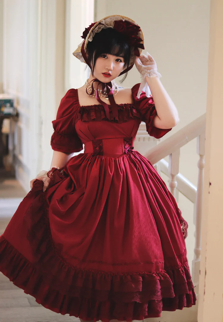 Nyx's Kiss - Plus Size Classic Lolita Short-sleeved OP Dress