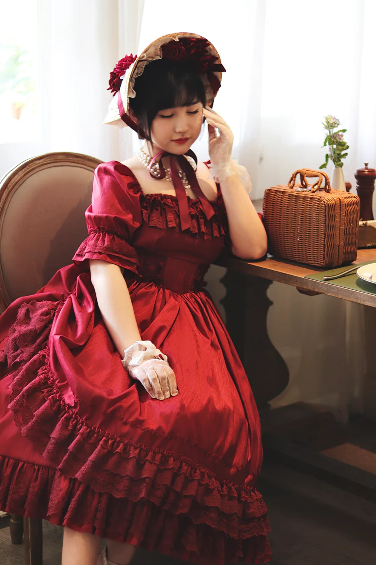 Nyx's Kiss - Plus Size Classic Lolita Short-sleeved OP Dress - Image 11