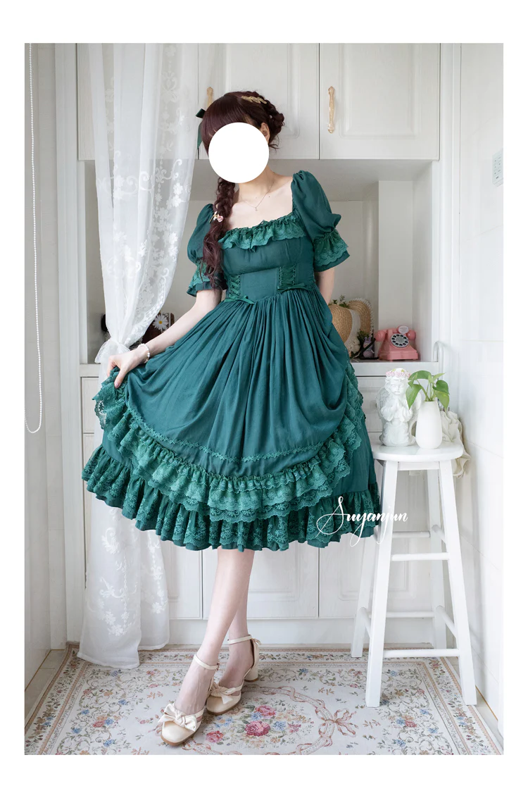 Nyx's Kiss - Plus Size Classic Lolita Short-sleeved OP Dress - Image 2