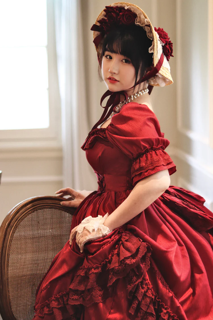 Nyx's Kiss - Plus Size Classic Lolita Short-sleeved OP Dress - Image 8