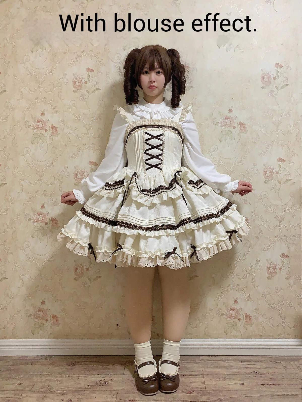 Chubby Cat Diary - Chocolate Layer Cake - Plus Size Cotton Lolita Jumper Dress - Image 5