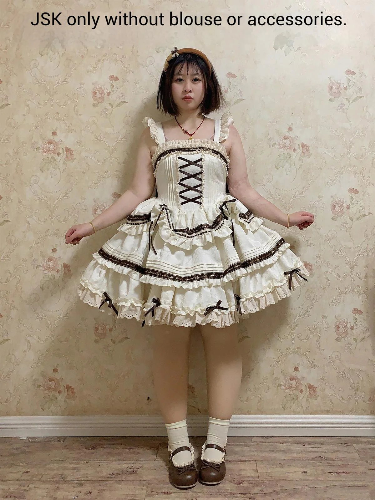 Chubby Cat Diary - Chocolate Layer Cake - Plus Size Cotton Lolita Jumper Dress - Image 6