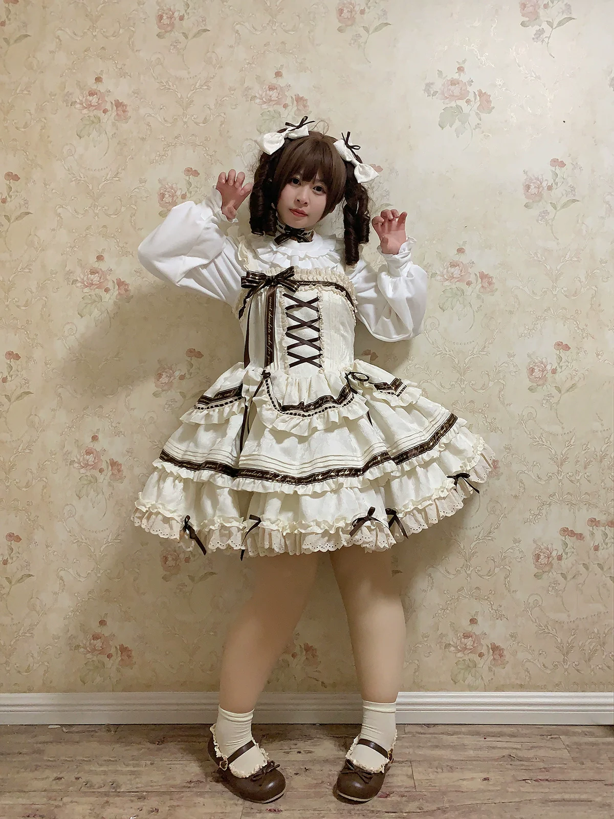 Chubby Cat Diary - Chocolate Layer Cake - Plus Size Cotton Lolita Jumper Dress - Image 8