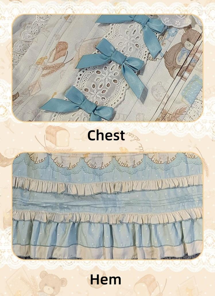 Chubby Cat Diary - Harvest Bear - Plus Size Country Lolita OP Dress with Teddy Bear Print - Image 8