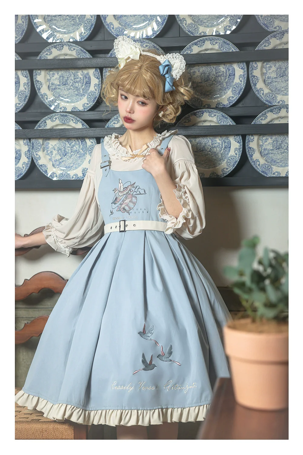 Flying Bird - Plus Size Elegant Lolita JSK Dress With Bird Embroidery - Image 42