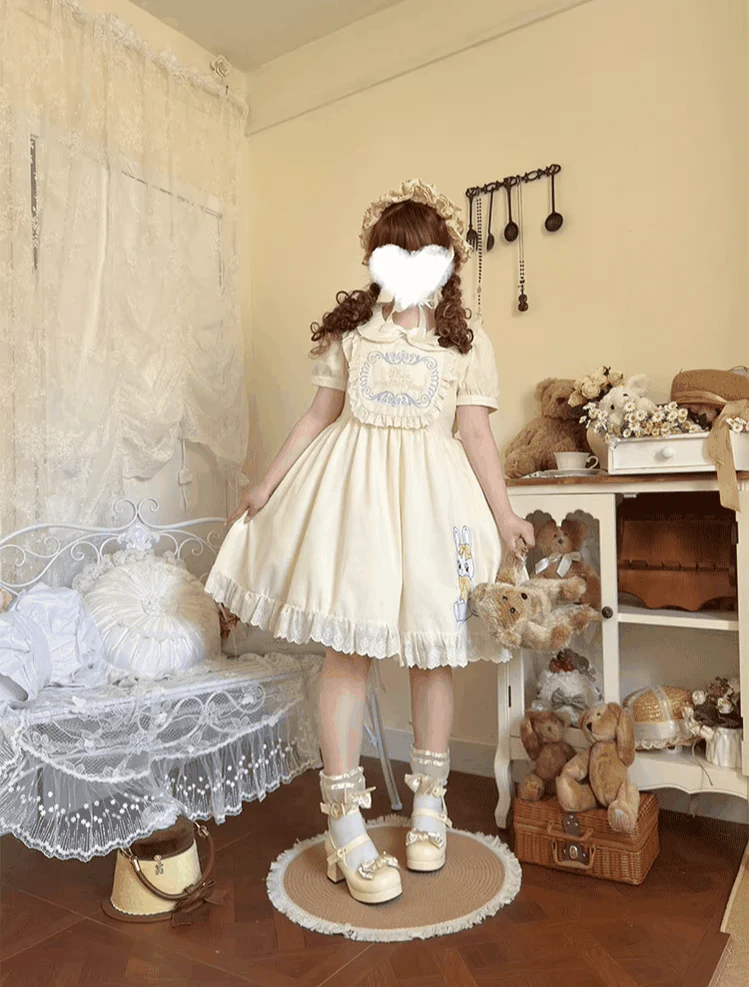 Sweet Dream Bunny - Plus Size Kawaii Lolita Apricot OP - Image 6