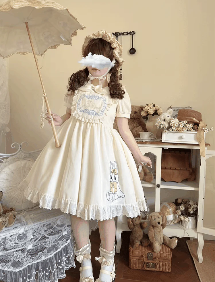 Sweet Dream Bunny - Plus Size Kawaii Lolita Apricot OP - Image 7