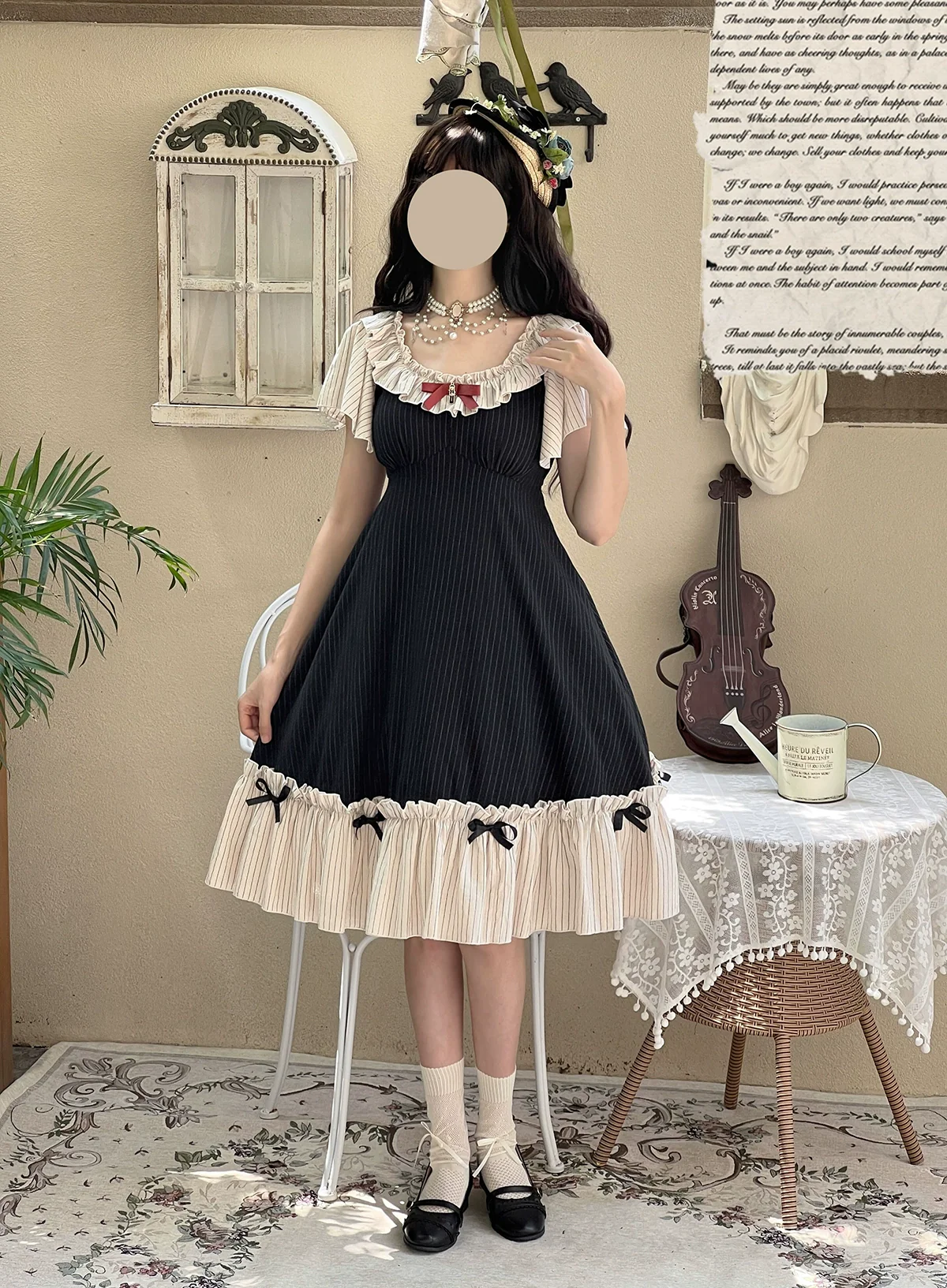 Cotton Plus Size Lolita OP Dress With Pockets & Detachable Bra Pads - Image 2