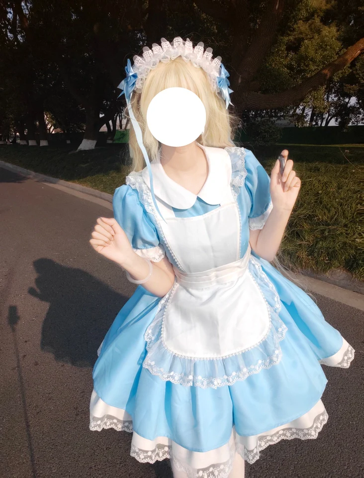 Daydream Whisper - Dream Doll - Plus Size Maid Lolita OP Suit Black and Blue Dress - Image 12