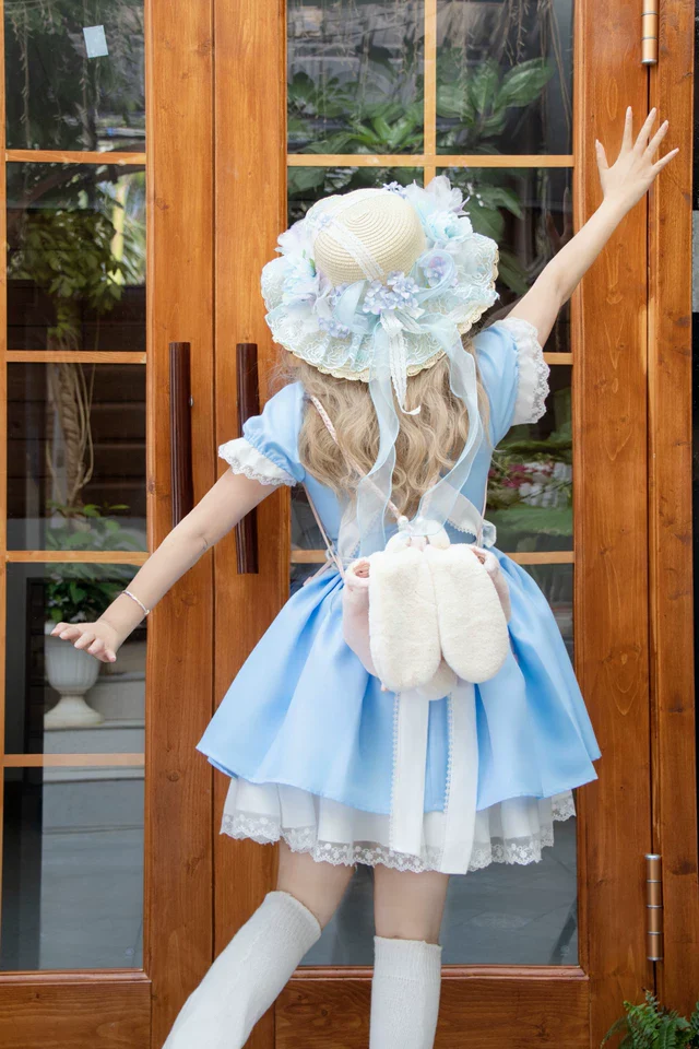 Daydream Whisper - Dream Doll - Plus Size Maid Lolita OP Suit Black and Blue Dress - Image 14