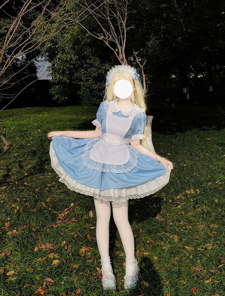 Daydream Whisper - Dream Doll - Plus Size Maid Lolita OP Suit Black and Blue Dress - Image 8