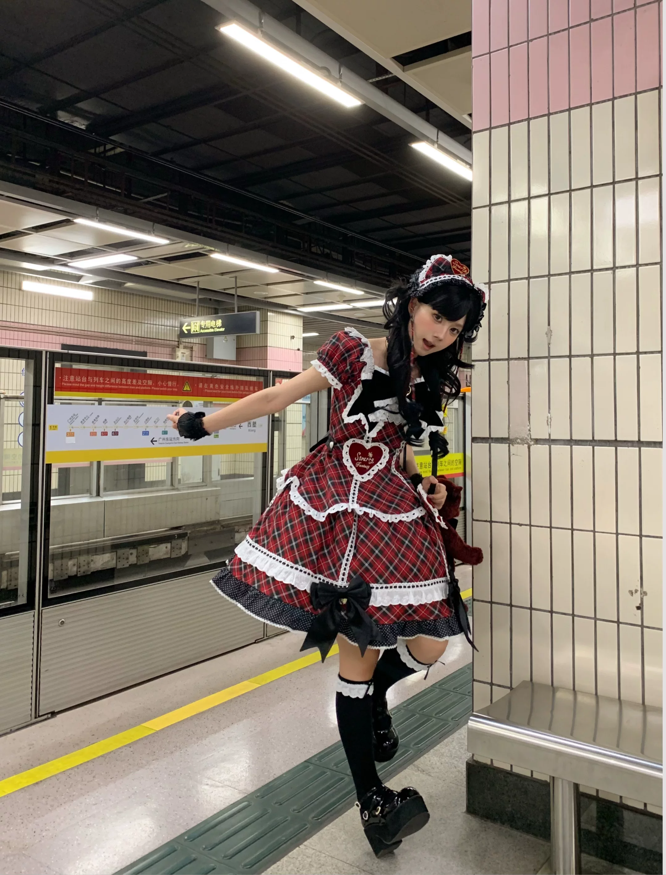Shibuya Sweetheart - Plus Size Old School Lolita OP Dress, Side Pocket - Image 5