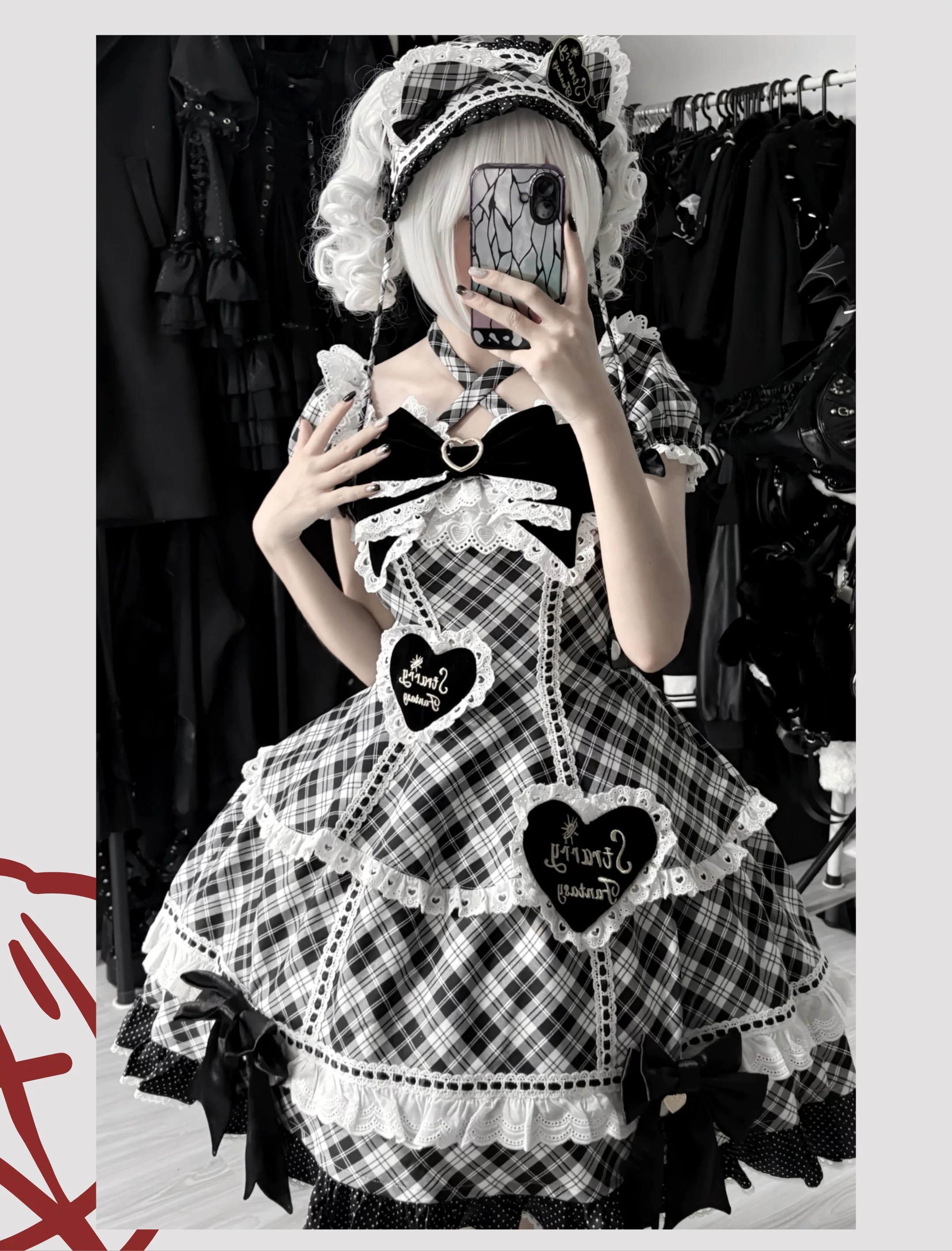 Shibuya Sweetheart - Plus Size Old School Lolita OP Dress, Side Pocket - Image 7