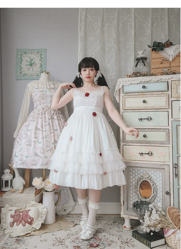 Spring Breeze - Plus Size Spring Lolita JSK Dress with Rose Decoration - Image 3
