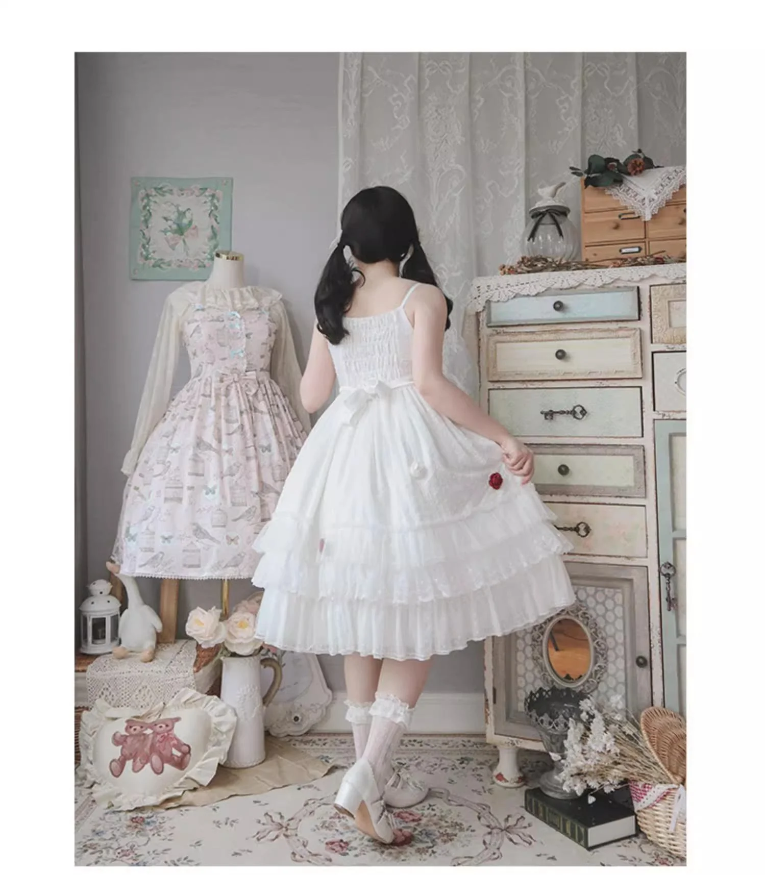 Spring Breeze - Plus Size Spring Lolita JSK Dress with Rose Decoration - Image 4