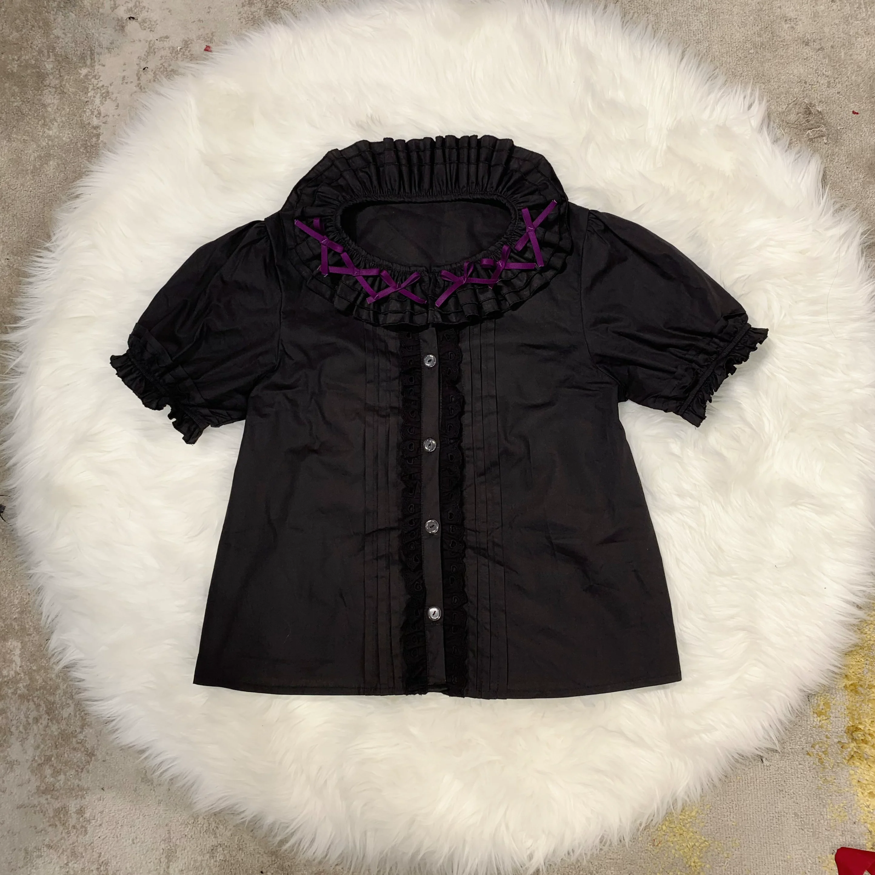Chubby Cat Diary - Plus Size Sweet Lolita Shirt, Detachable Sleeves - Image 3