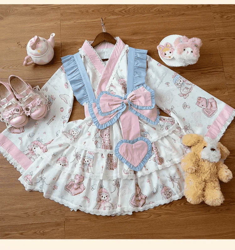 Showa Moe Bear - Plus Size Wa Lolita Dress Set Kawaii Lolita SK Suit - Image 11