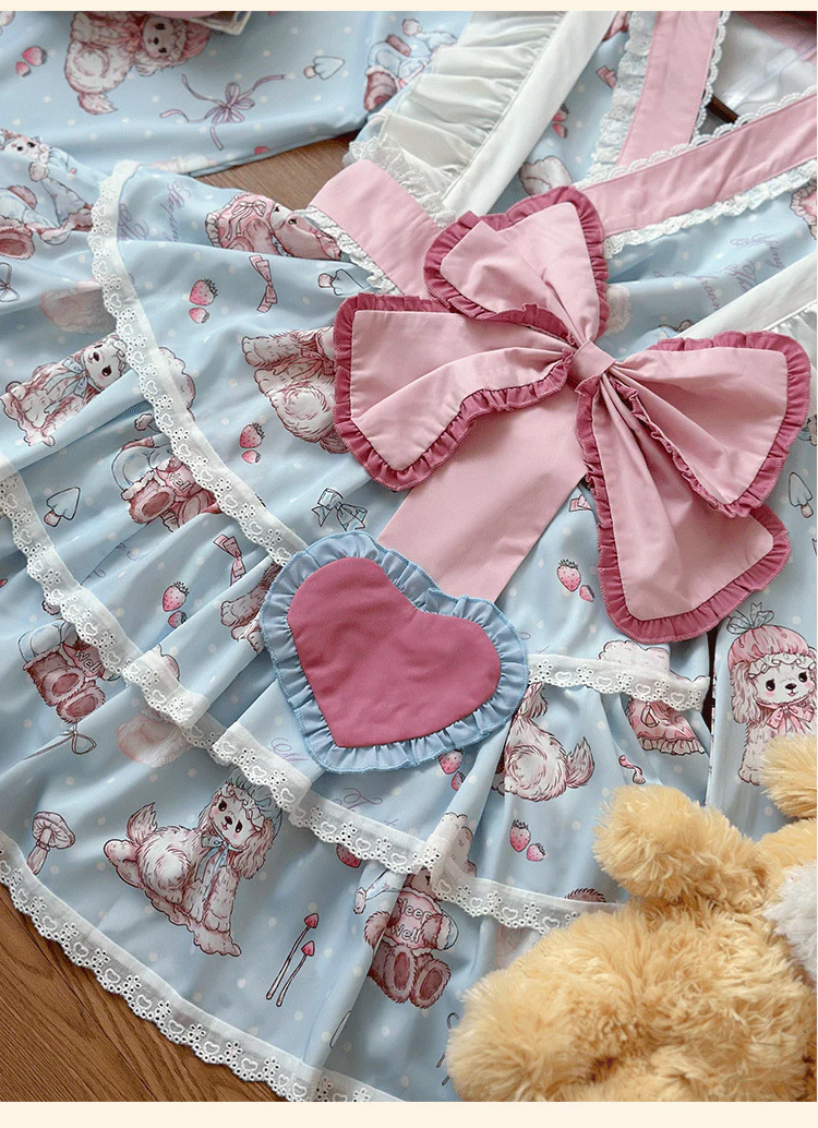Showa Moe Bear - Plus Size Wa Lolita Dress Set Kawaii Lolita SK Suit - Image 12