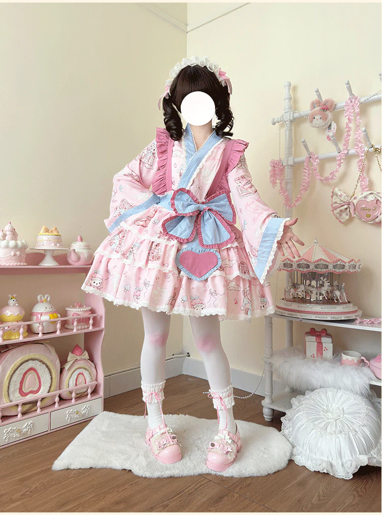 Showa Moe Bear - Plus Size Wa Lolita Dress Set Kawaii Lolita SK Suit - Image 4
