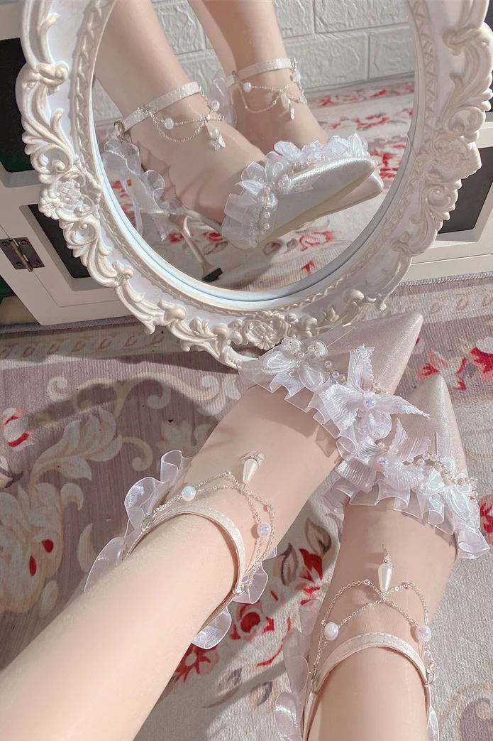 Ximeng Lolita - Deep Sea Hospital - Plus Size Wedding Lolita Bridal Shoes Customized Heels - Image 46