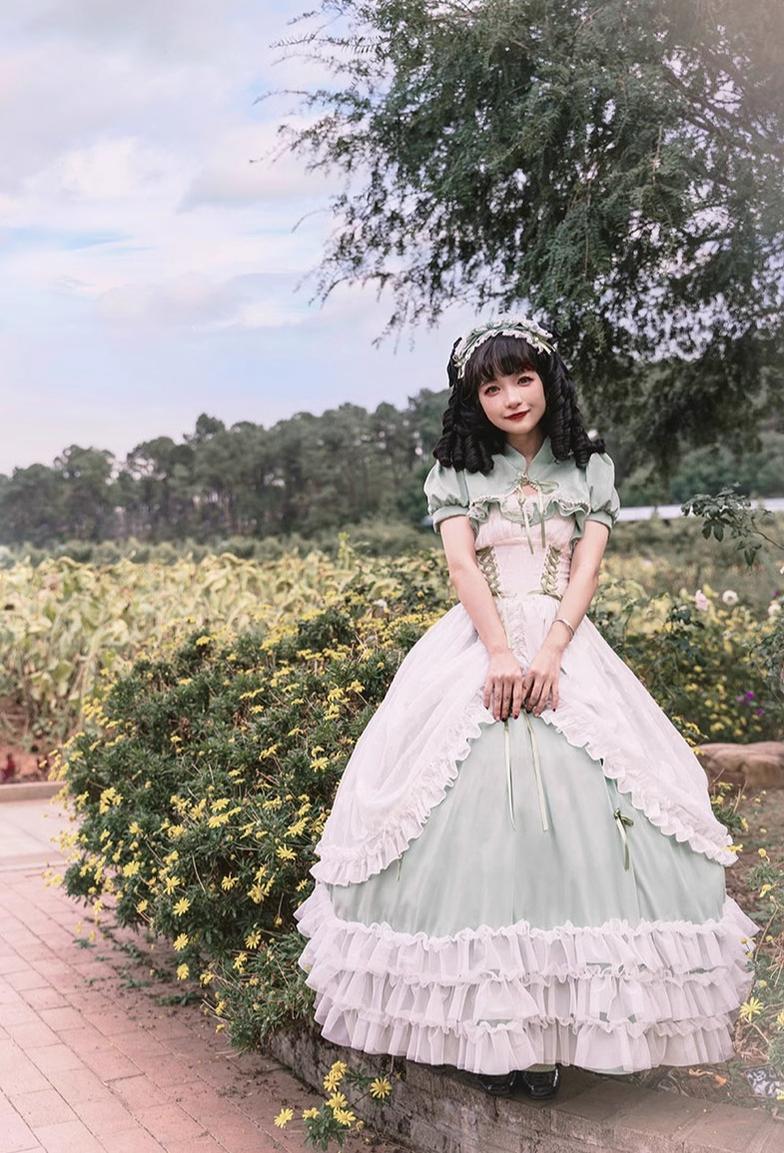 Daydream Whisper - Toting Basil - Plus Size Wedding Lolita Dress Green Bridal JSK - Image 10