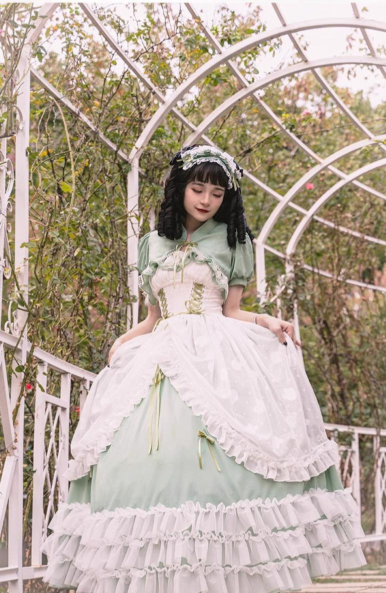 Daydream Whisper - Toting Basil - Plus Size Wedding Lolita Dress Green Bridal JSK - Image 11