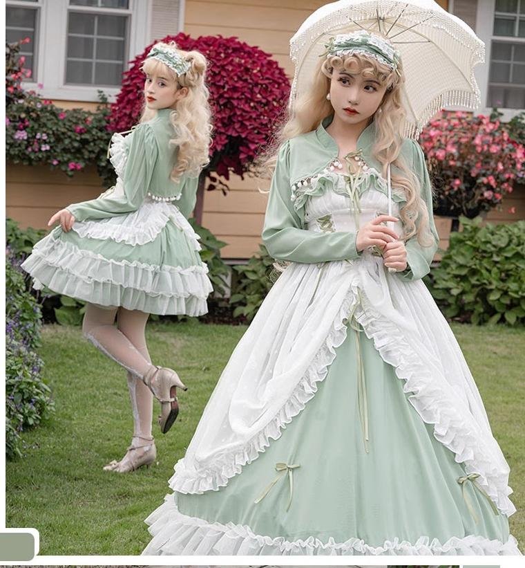 Daydream Whisper - Toting Basil - Plus Size Wedding Lolita Dress Green Bridal JSK - Image 14