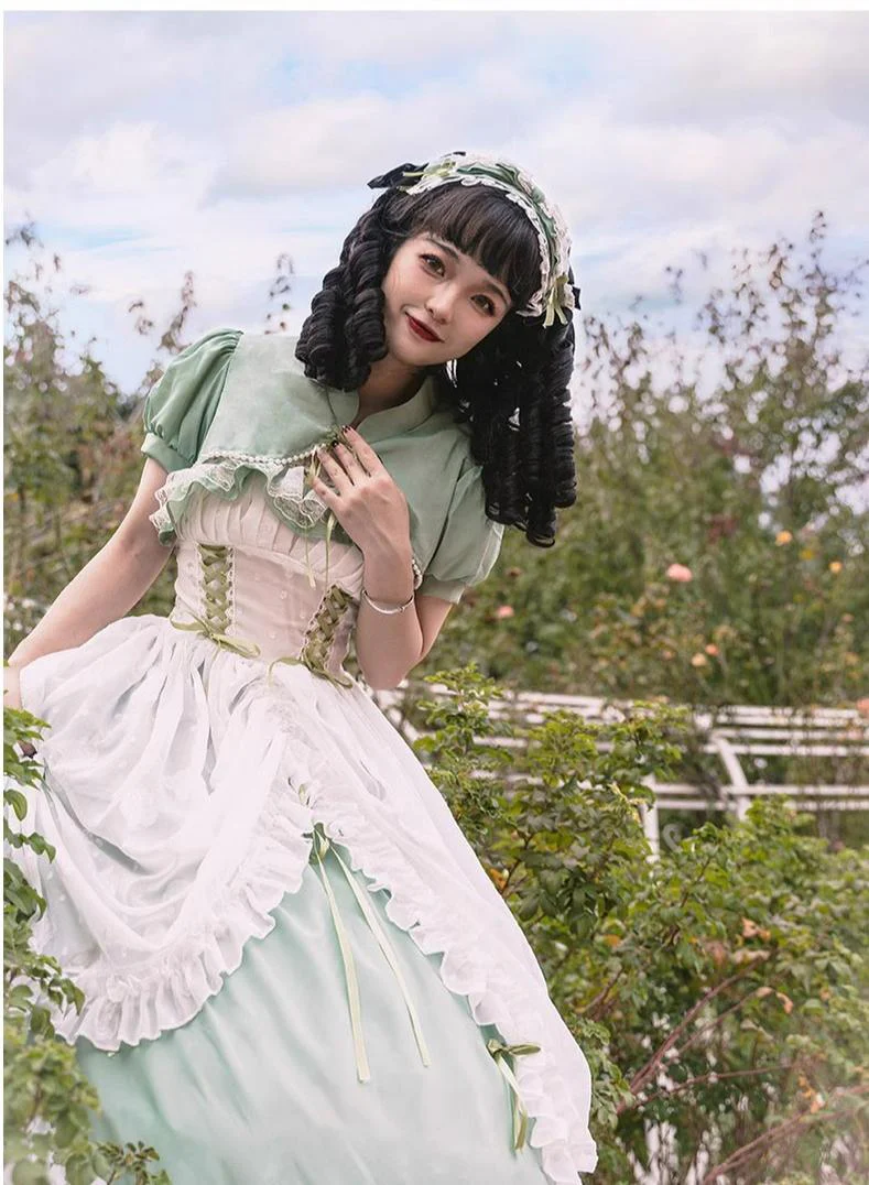 Daydream Whisper - Toting Basil - Plus Size Wedding Lolita Dress Green Bridal JSK - Image 18