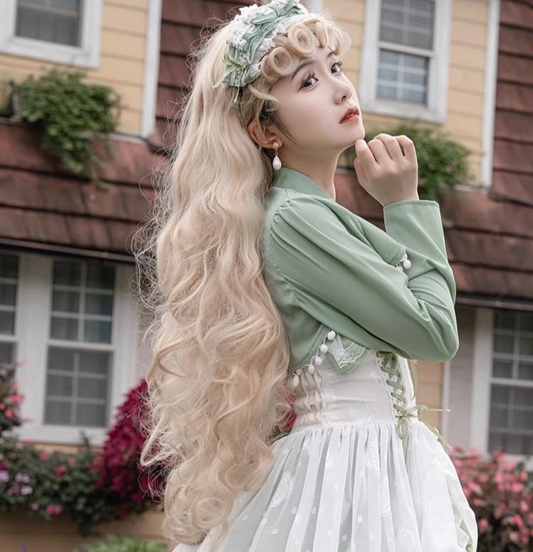 Daydream Whisper - Toting Basil - Plus Size Wedding Lolita Dress Green Bridal JSK - Image 21