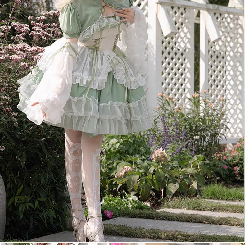 Daydream Whisper - Toting Basil - Plus Size Wedding Lolita Dress Green Bridal JSK - Image 25
