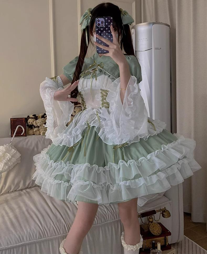 Daydream Whisper - Toting Basil - Plus Size Wedding Lolita Dress Green Bridal JSK - Image 30