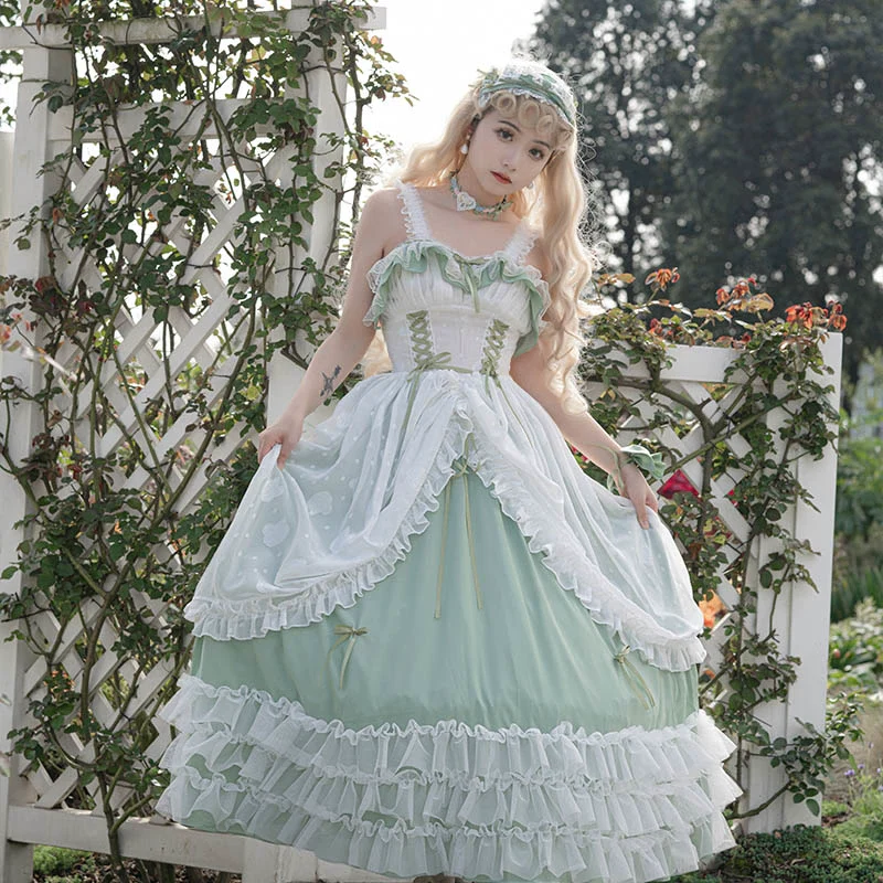 Daydream Whisper - Toting Basil - Plus Size Wedding Lolita Dress Green Bridal JSK - Image 7