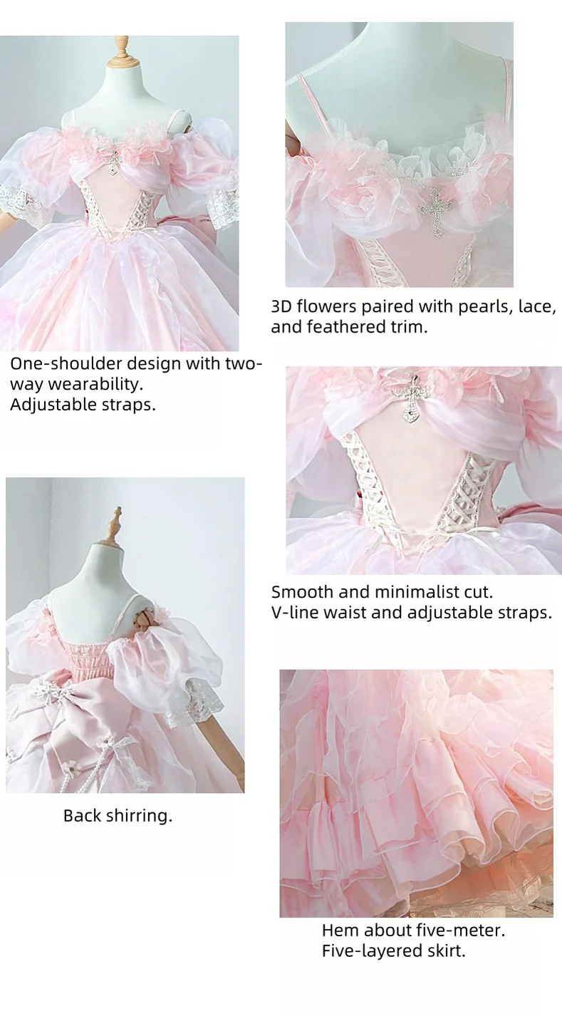 Daydream Whisper - Misty Rose Sea - Plus Size Wedding Lolita JSK with Puffy Tiered Skirt - Image 12