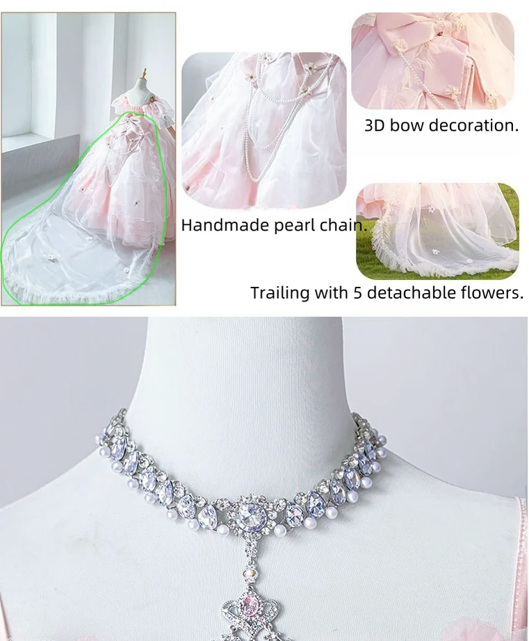 Daydream Whisper - Misty Rose Sea - Plus Size Wedding Lolita JSK with Puffy Tiered Skirt - Image 14