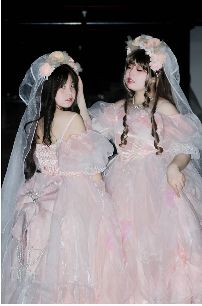 Daydream Whisper - Misty Rose Sea - Plus Size Wedding Lolita JSK with Puffy Tiered Skirt - Image 5