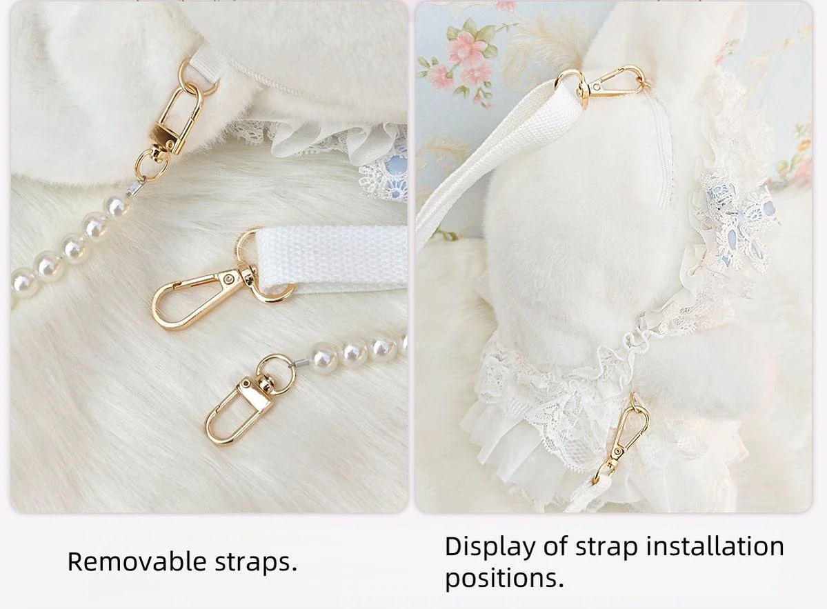 Bear Star - Plush Bunny Lolita Bag, Detachable Pearl Chains - Image 10