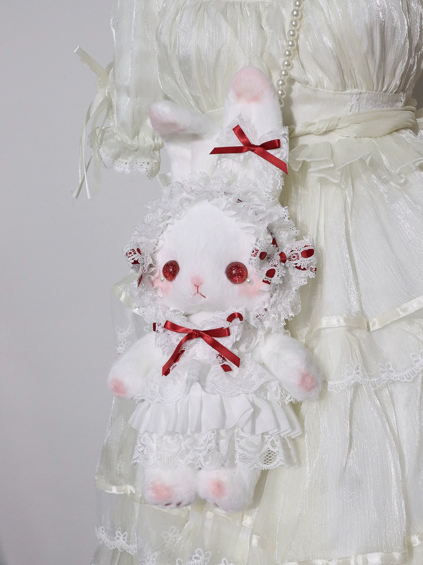 Bear Star - Plush Bunny Lolita Bag, Detachable Pearl Chains - Image 3
