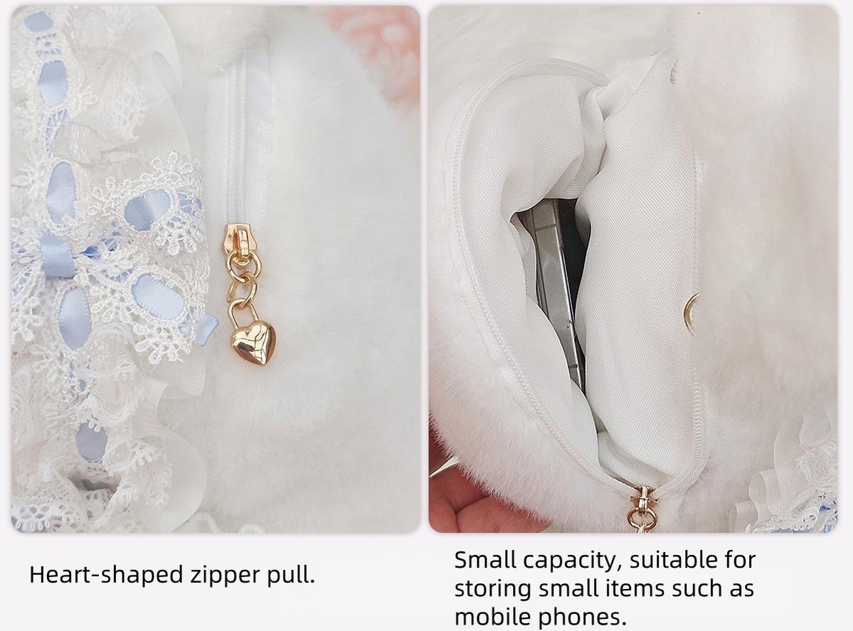 Bear Star - Plush Bunny Lolita Bag, Detachable Pearl Chains - Image 9